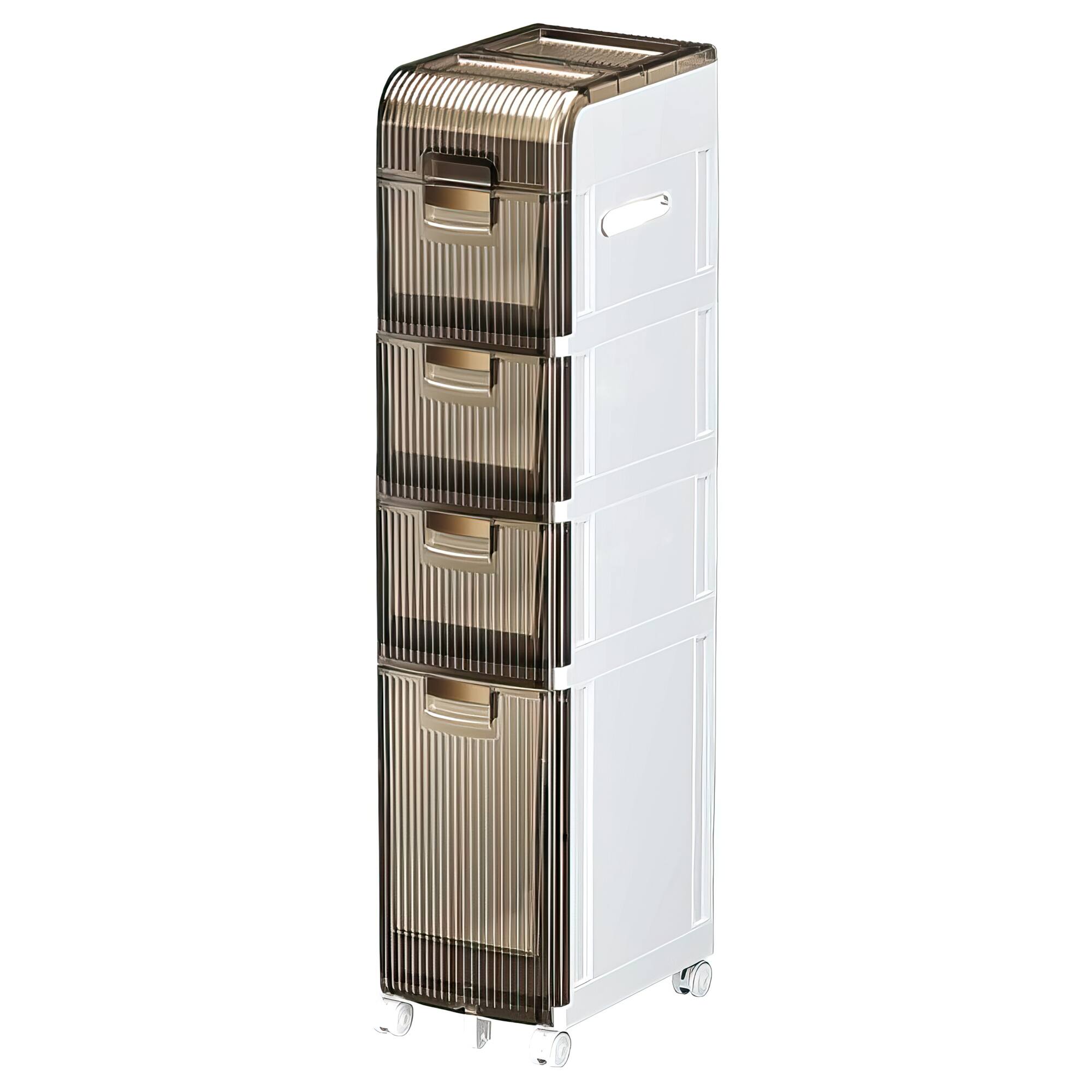 Front. FC Design - Fc Design Bathroom Storage Cabinet Organizer With Toilet Paper Holder And Rolling Wheels - White.