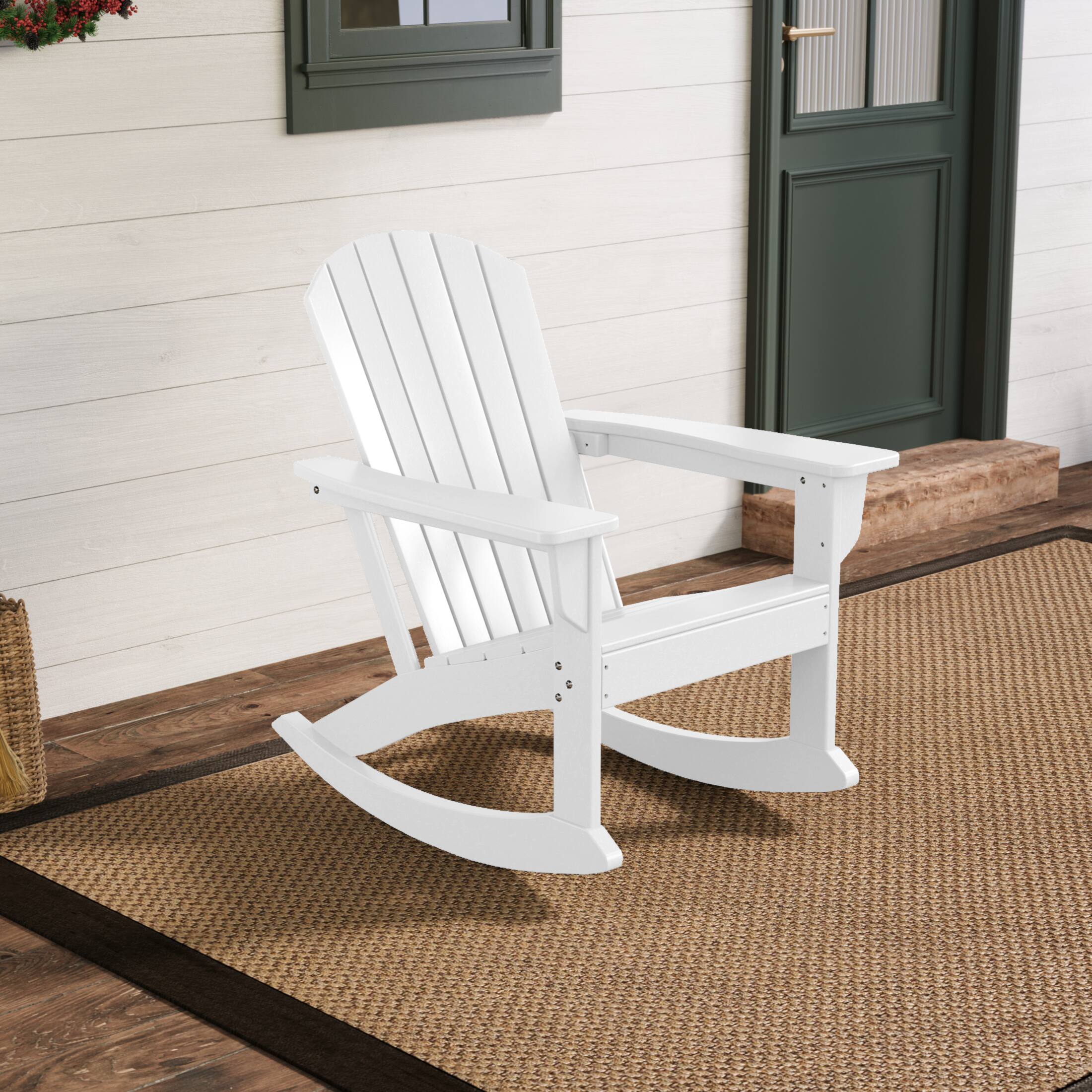 Angle. WestinTrends - WestinTrends Dylan Outdoor Patio Poly Plastic Adirondack Rocking Chair - White.