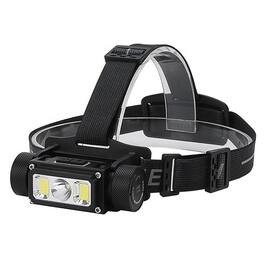 Cluzine - COB High Power LED Headlamp, 5 Modes High Low Beam IP65 Waterproof Type-C Rechargeable Aluminum Alloy Outdoor Headlight - Black