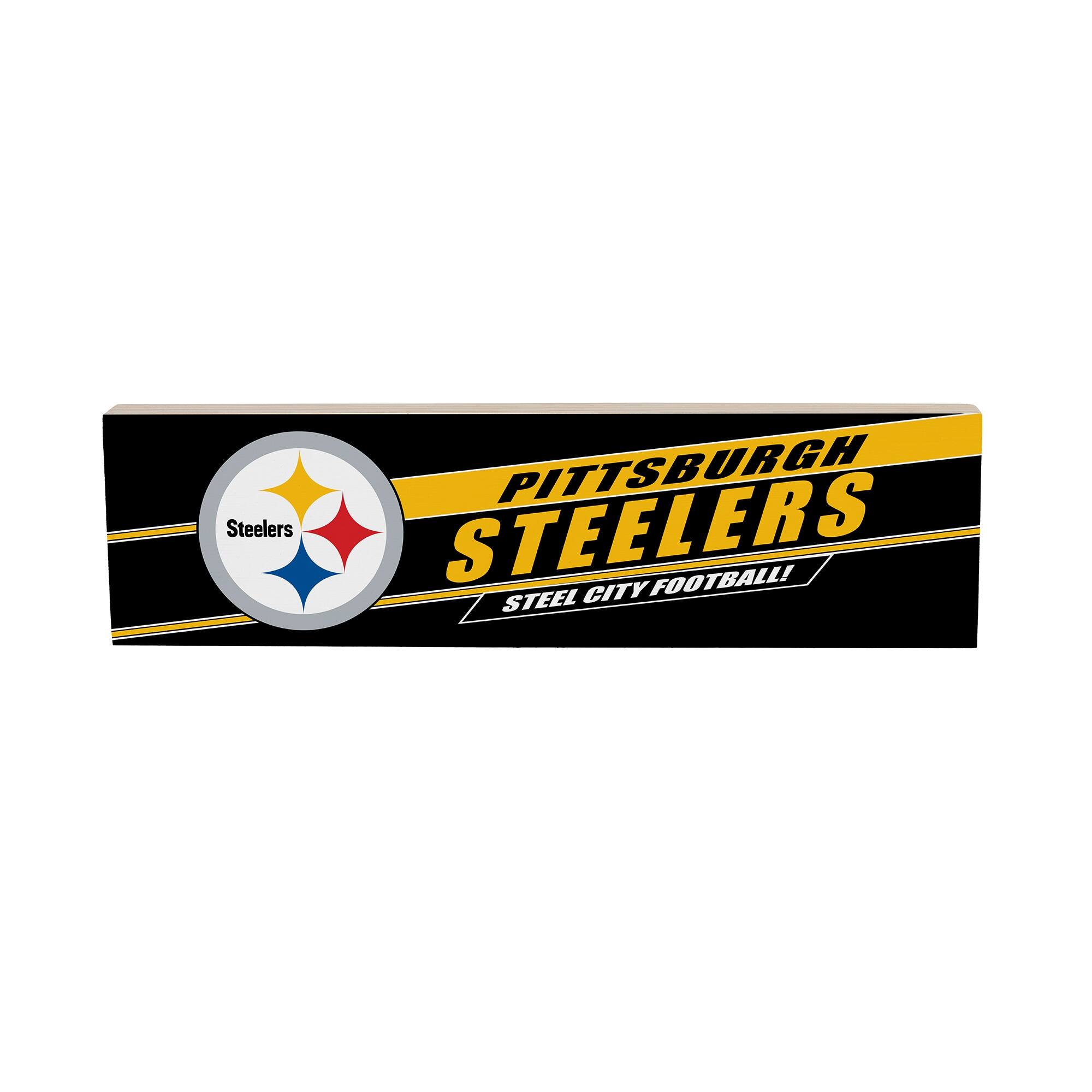 Pittsburgh Steelers 5" x 18" Shadow Logo Wood Mantle Sign