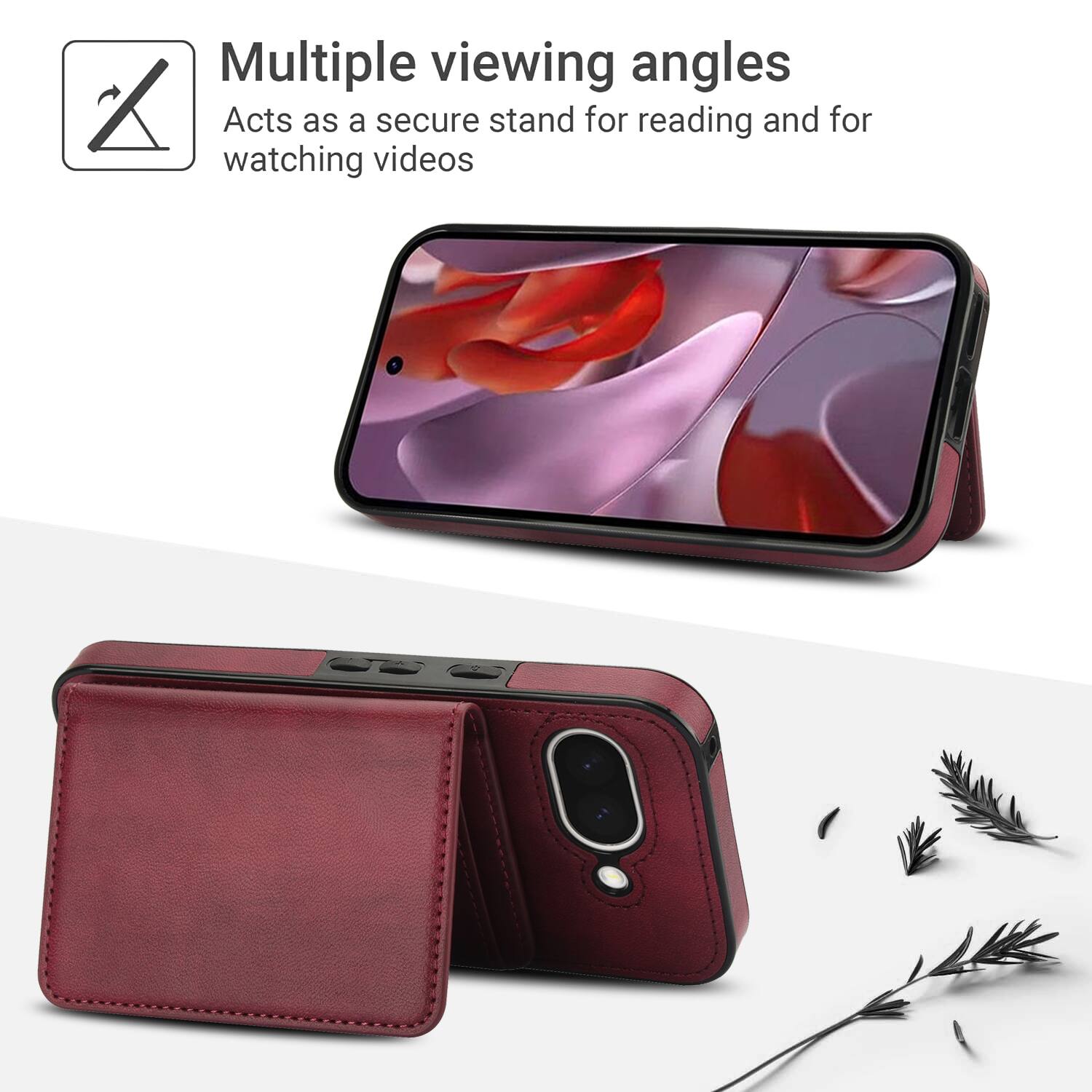 Multiple viewing angles  
Acts as a secure stand for reading and for watching videos