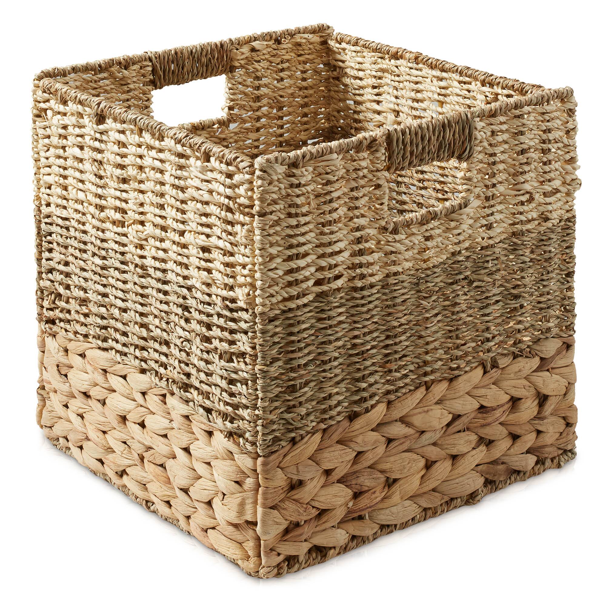 Alt View 2. Casafield - 12 x 12-in Water Hyacinth Storage Baskets - 4 Pack - Natural, Mixed Weave.