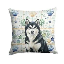 Kitcheniva - 18" x 18" Coastal Sea Design Throw Pillow Home Decor Alaskan Malamute Black And White - Multicolor