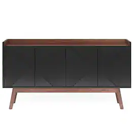Kadyn - Sideboard Buffet Cabinet,Kitchen Storage Cabinet 55", Wood Credenza Kitchen Cabinet with Doors - Black