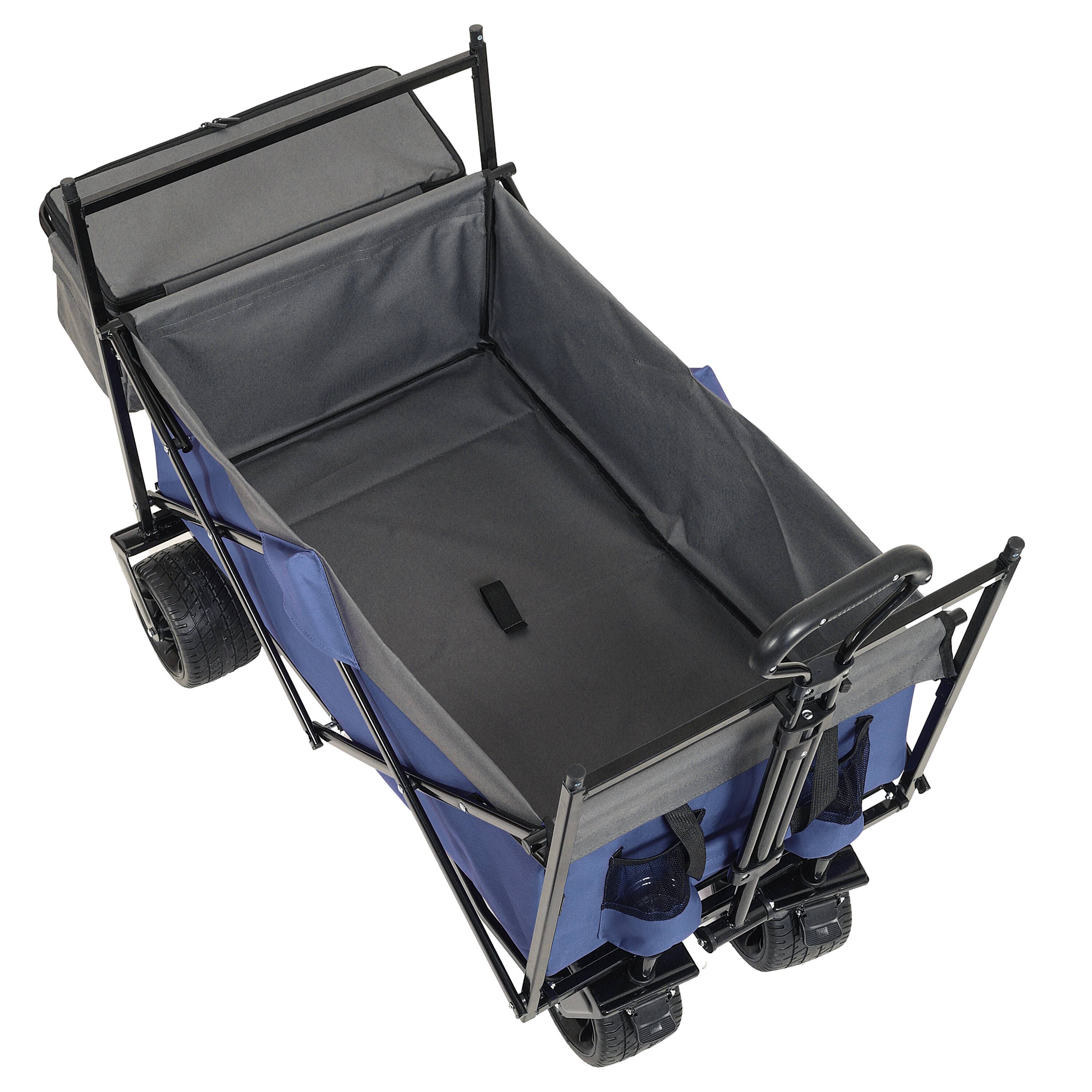 Alt View 5. Mondawe - 480lbs Collapsible Wagon Utility Carts w/ Mosquito Net, Ice Pack, Removable Canopy - Dark Blue.