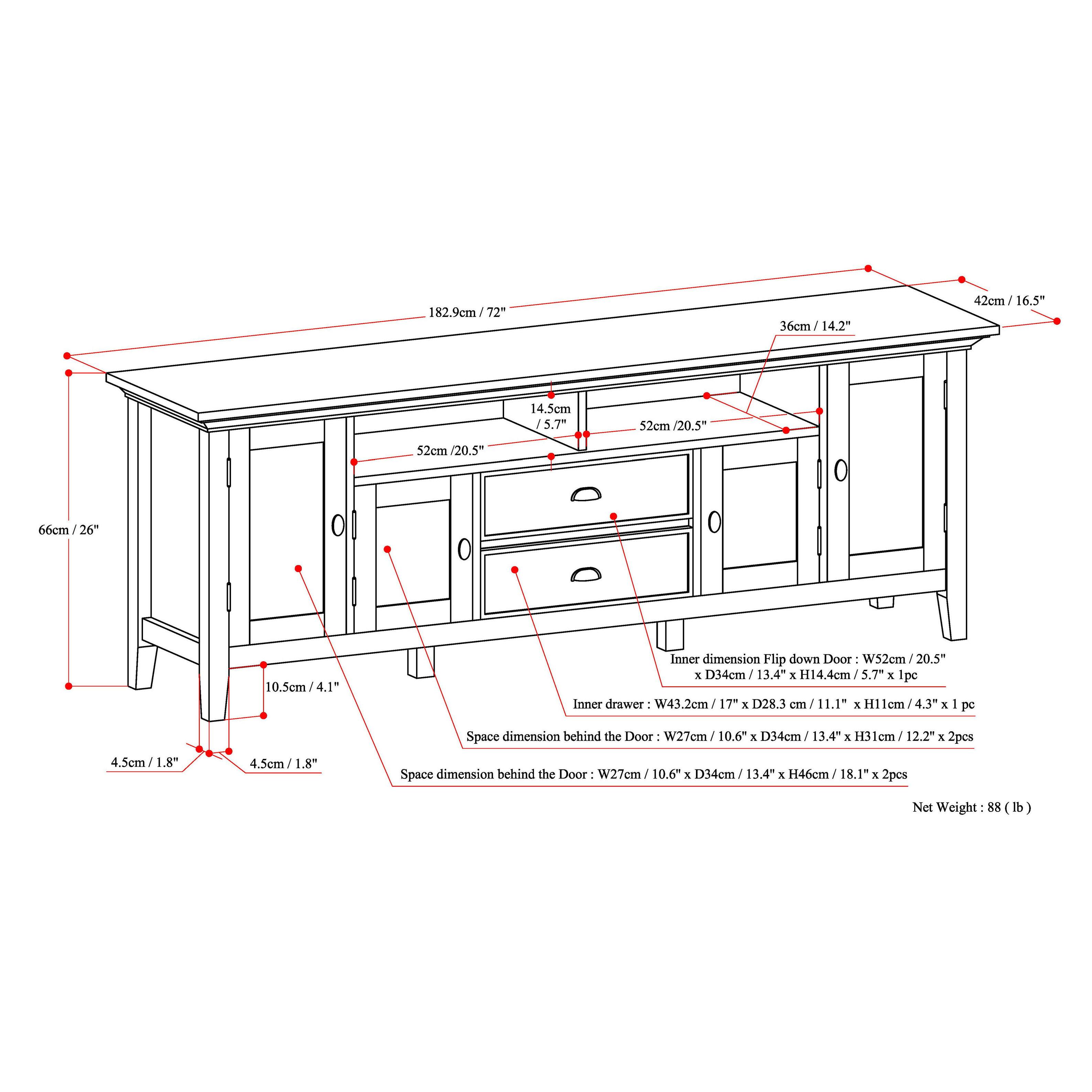 Alt View 15. Simpli Home - Redmond Solid Wood 72 inch Wide Transitional TV Media Stand For TVs up to 80 inches - Rustic Natural Aged Brown.