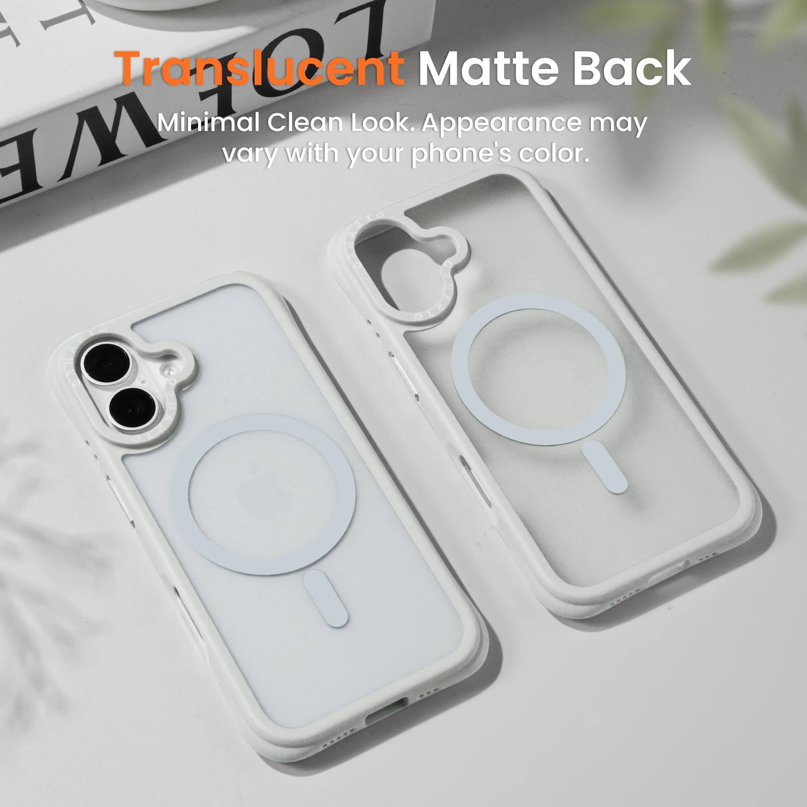 Translucent Matte Back  
Minimal Clean Look. Appearance may vary with your phone's color.