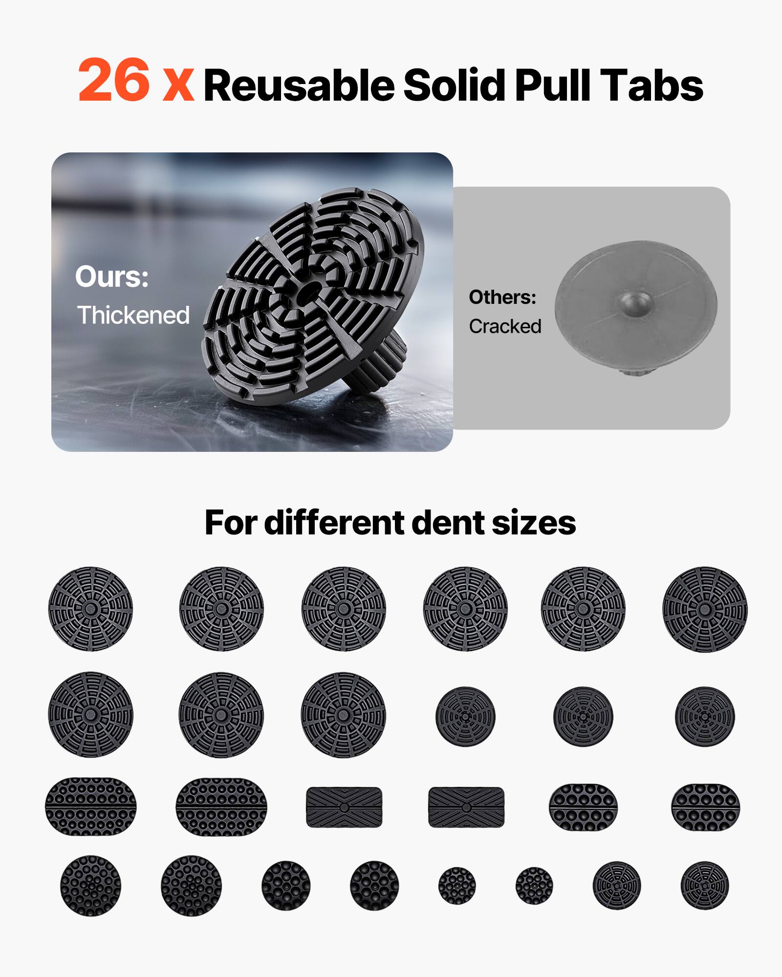 26 x Reusable Solid Pull Tabs

Ours: Thickened
Others: Cracked

For different dent sizes