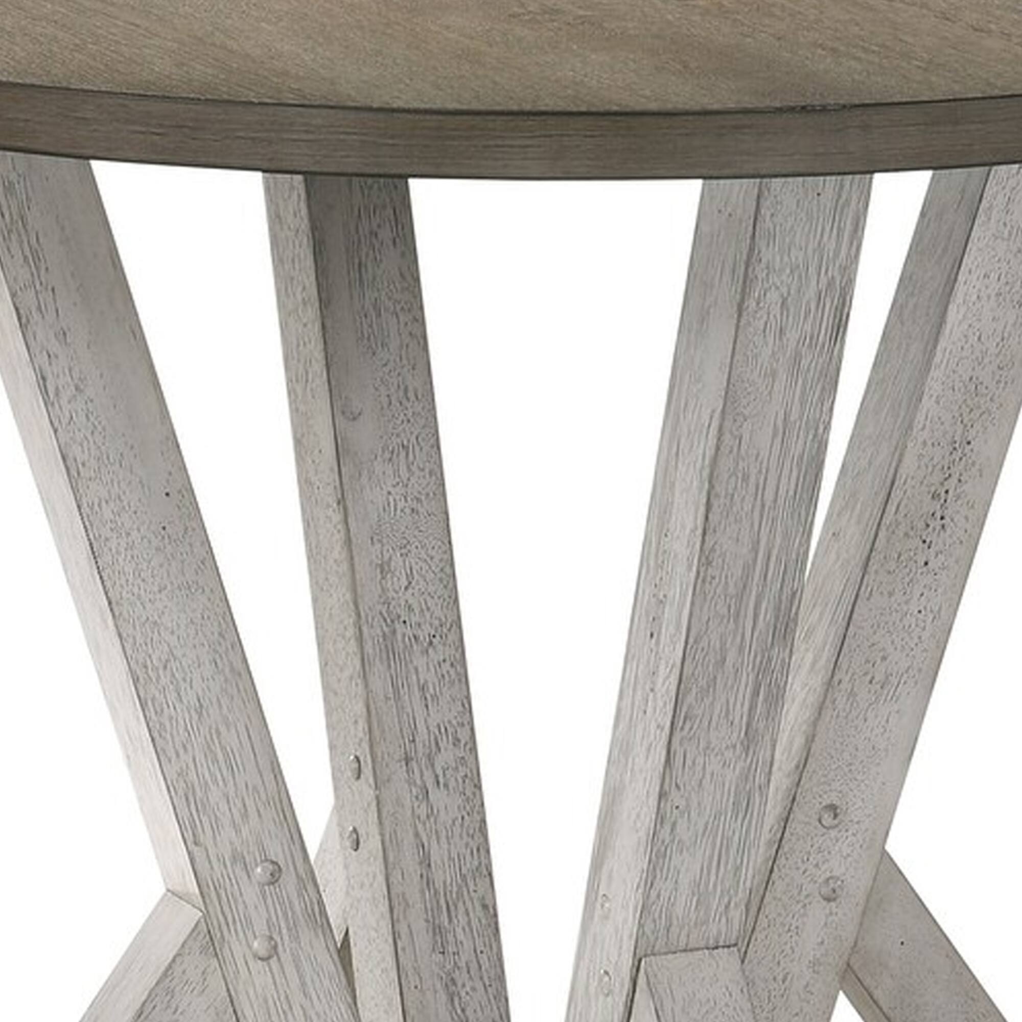 Alt View 2. Manhattan Lane - Koe Counter Height Table, 48 Inch Brown Round Top, White Pedestal Base - Antique White, Ash Brown.