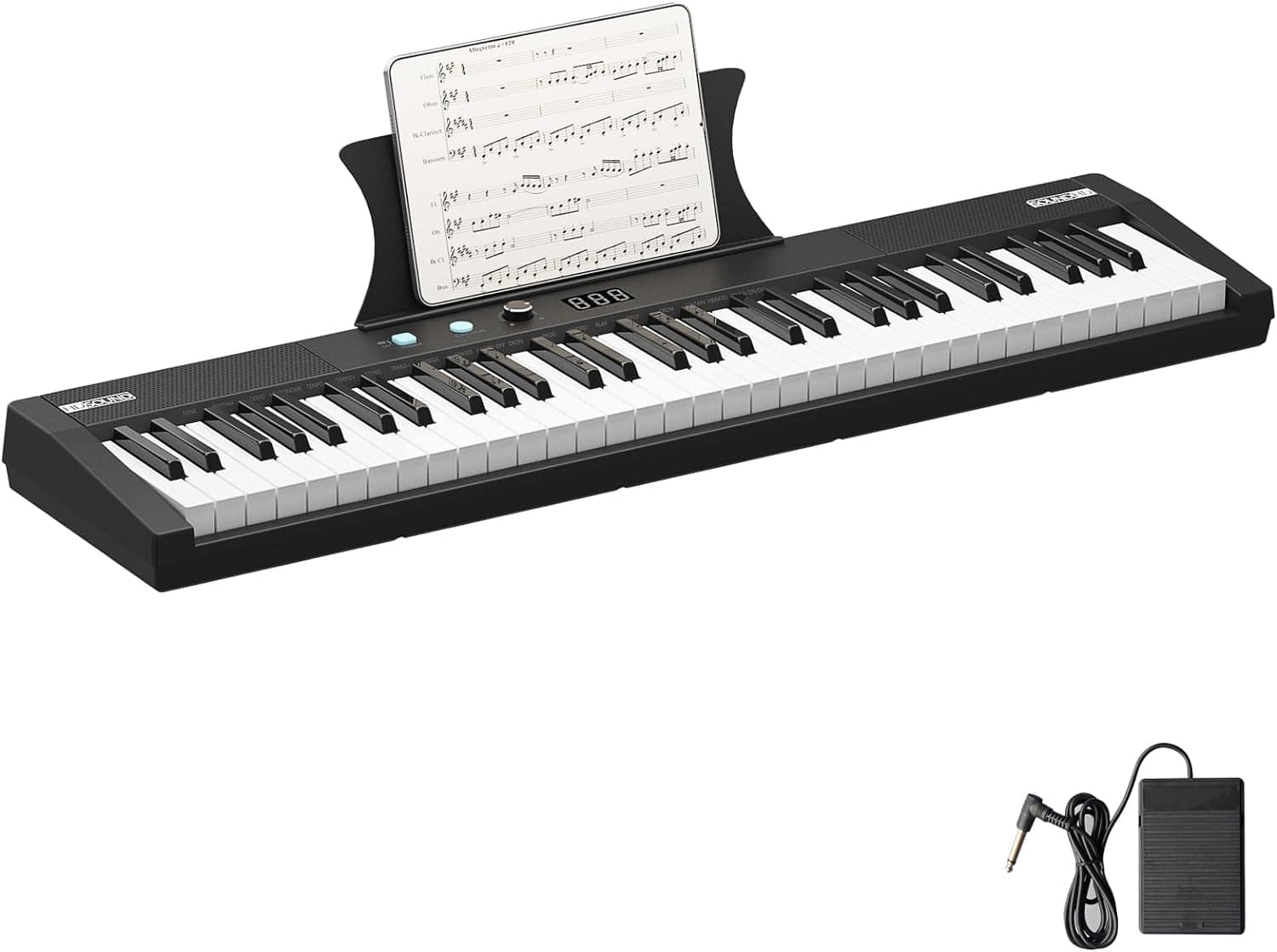 GARVEE - 61-Key Semi-Weighted Keyboard Piano, Portable Digital Piano for Beginners and Pros, Electronic Music Keyboard