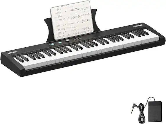 Front. GARVEE - 61-Key Semi-Weighted Keyboard Piano, Portable Digital Piano for Beginners and Pros, Electronic Music Keyboard.
