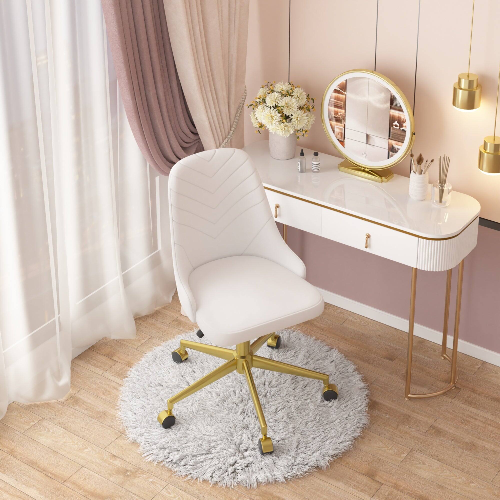 Alt View 1. Vecelo - Velvet Swivel Accent Chair with Adjustable Height - 360° Rotating Office Desk Chair & Vanity Stool, 330lbs Capacity - Modern.