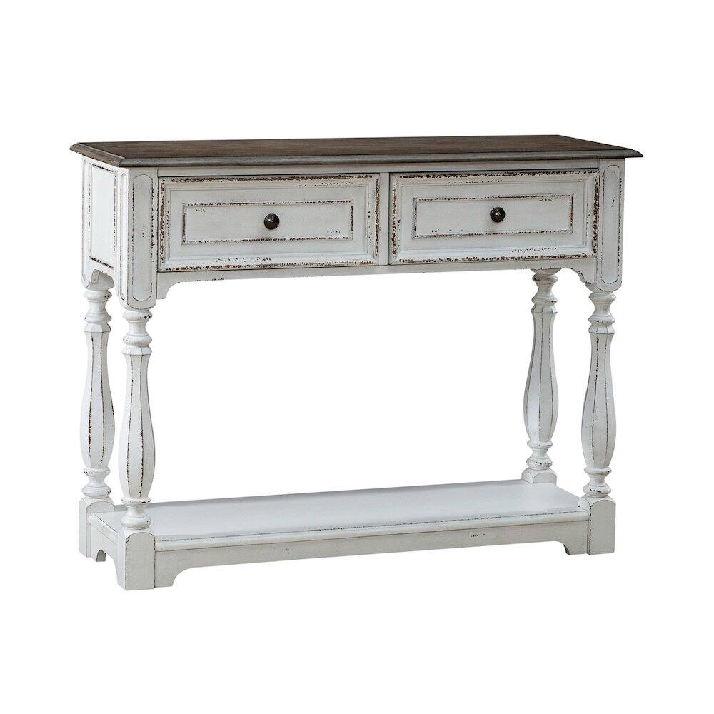 Alt View 2. Liberty Furniture Industries - Manor 42 Inch Hall Console Table Storage - Antique White & Weathered Bark - Antique White & Weathered Bark.