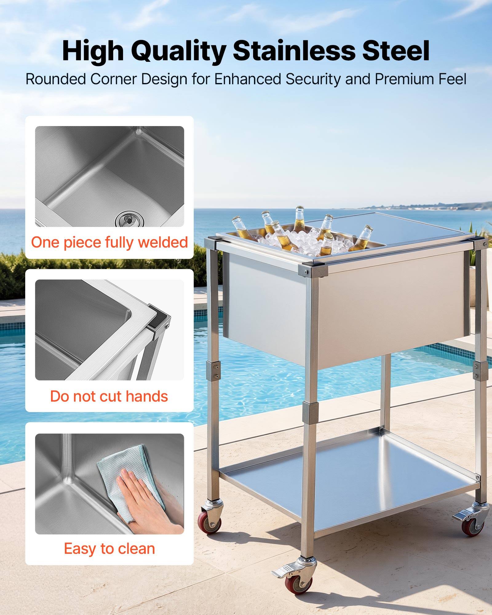 High Quality Stainless Steel  
Rounded Corner Design for Enhanced Security and Premium Feel  

One piece fully welded  
Do not cut hands  
Easy to clean