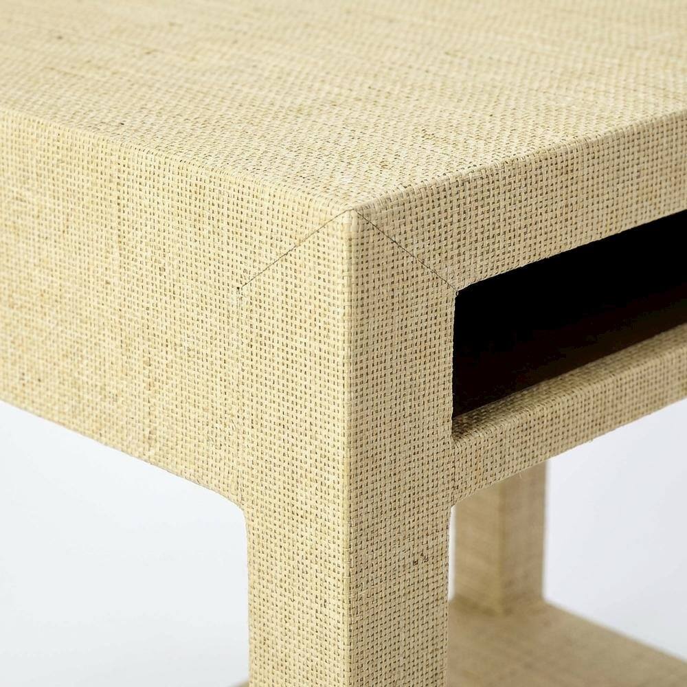 Alt View 2. Starlight Canyon Home - Raffia Nightstand with 2 Drawers, Coastal Bedside End Table for Bedroom - Cream,Yellow.