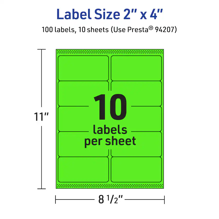 Printable High Alert Labels Avery Printable Rectangle Labels, Neon 2