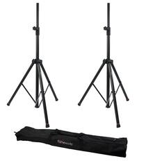 Front. Gator Frameworks - Pair of Speaker Stands with Carry Bag - Black.