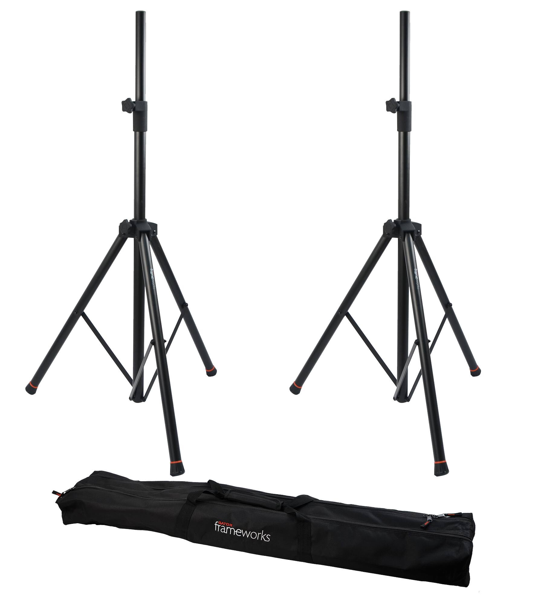 Front. Gator Frameworks - Pair of Speaker Stands with Carry Bag - Black.