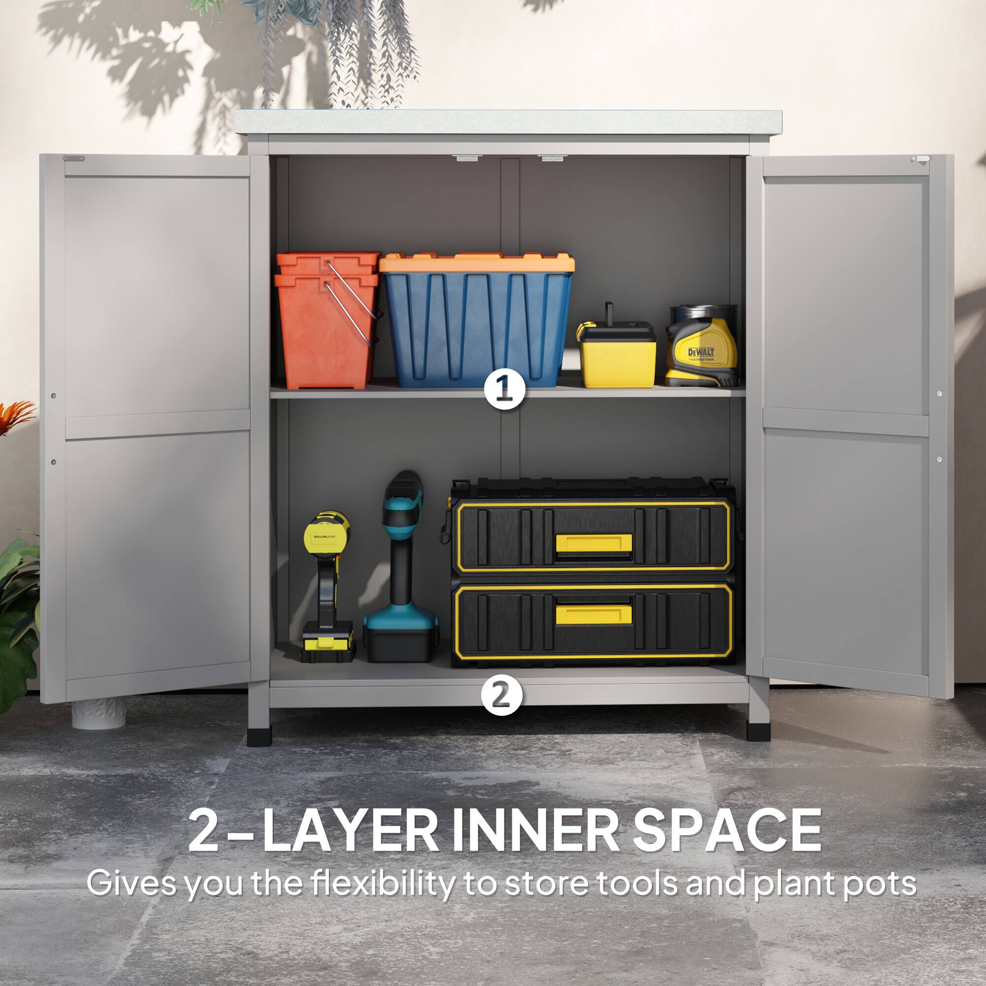 1 DIWALT 2 2-LAYER INNER SPACE Gives you the flexibility to store tools and plant pots
