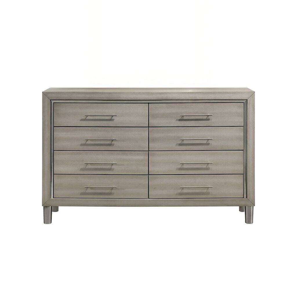 Angle. New Classic Furniture - Lennox Wood Modern 8-Drawer Dresser in Gray - Gray.