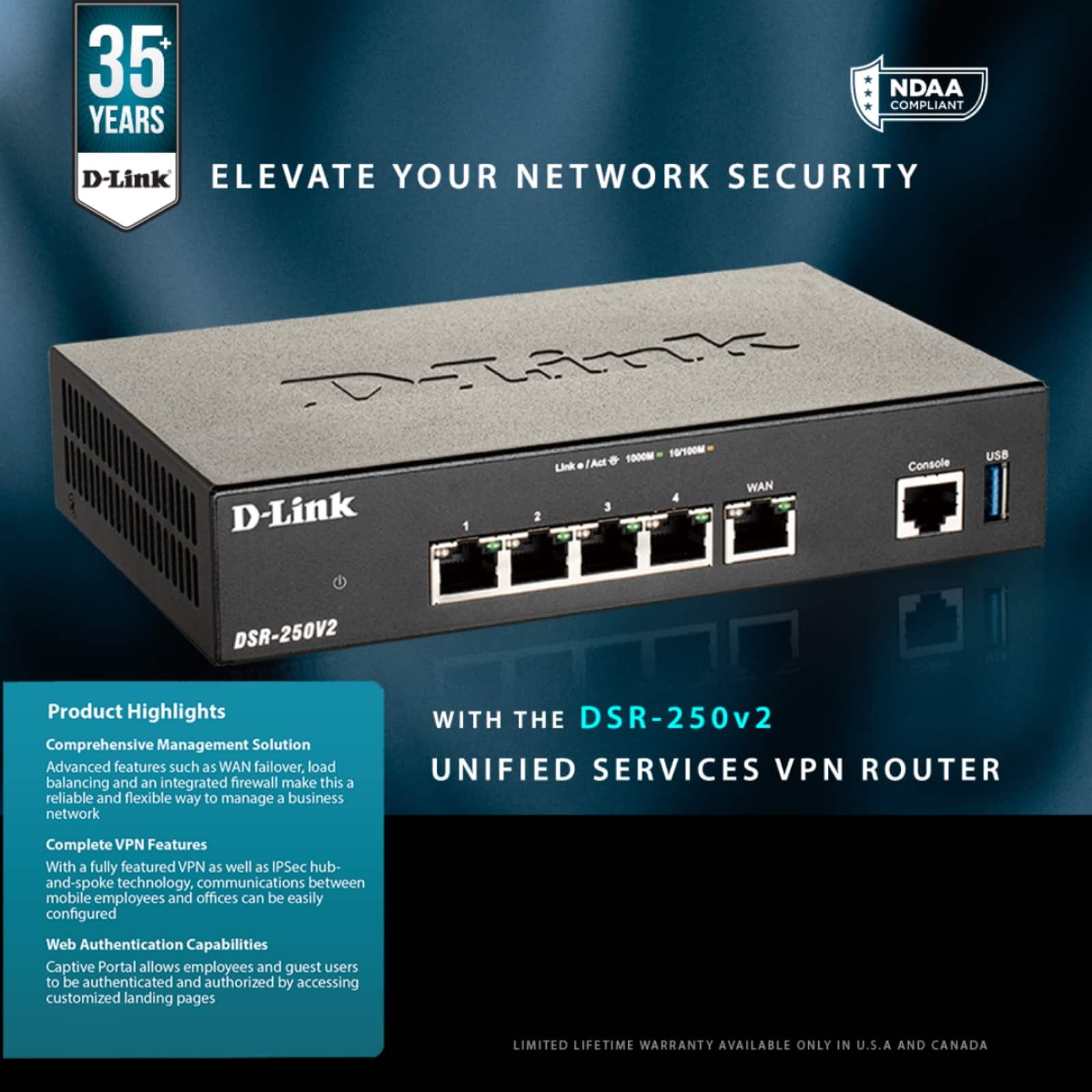 D-Link DSR-250V2 Router - Thumbnail 3