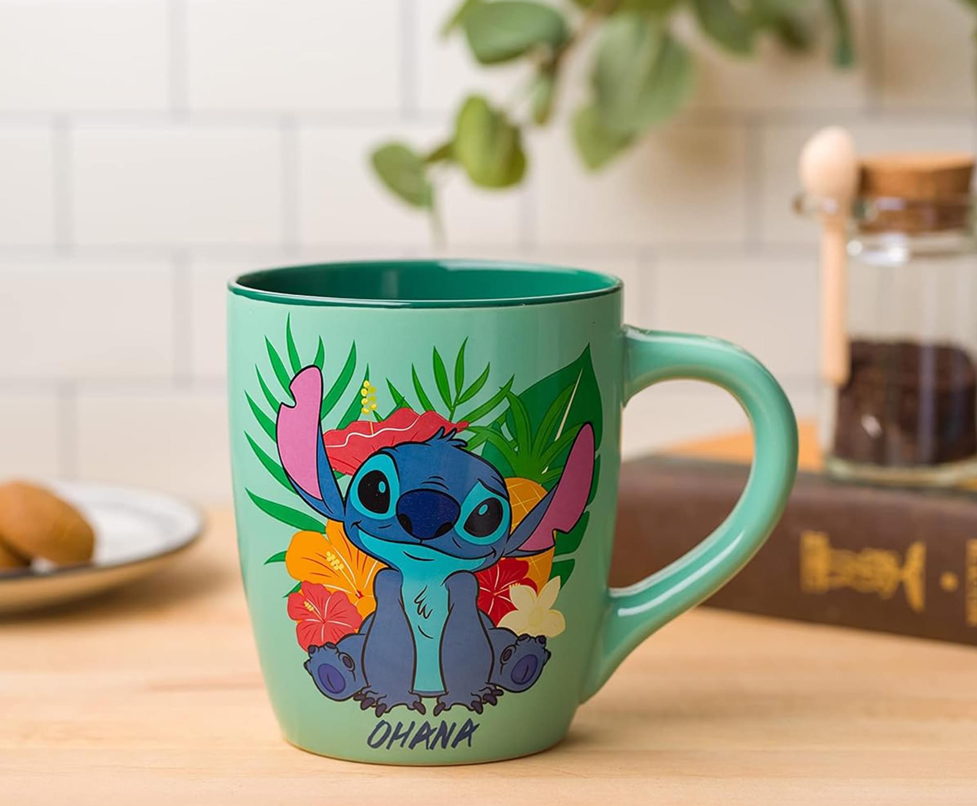 Alt View 3. Silver Buffalo - Disney Lilo & Stitch Tropical Ohana Sitting 25 Ounce Ceramic Mug - Blue.