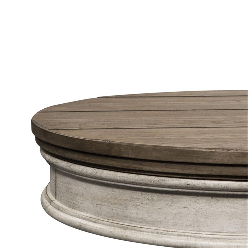 Alt View 1. Liberty Furniture Industries - Heartland Round Pedestal Chair Side Table in Antique White w/ Tobacco Top - White.