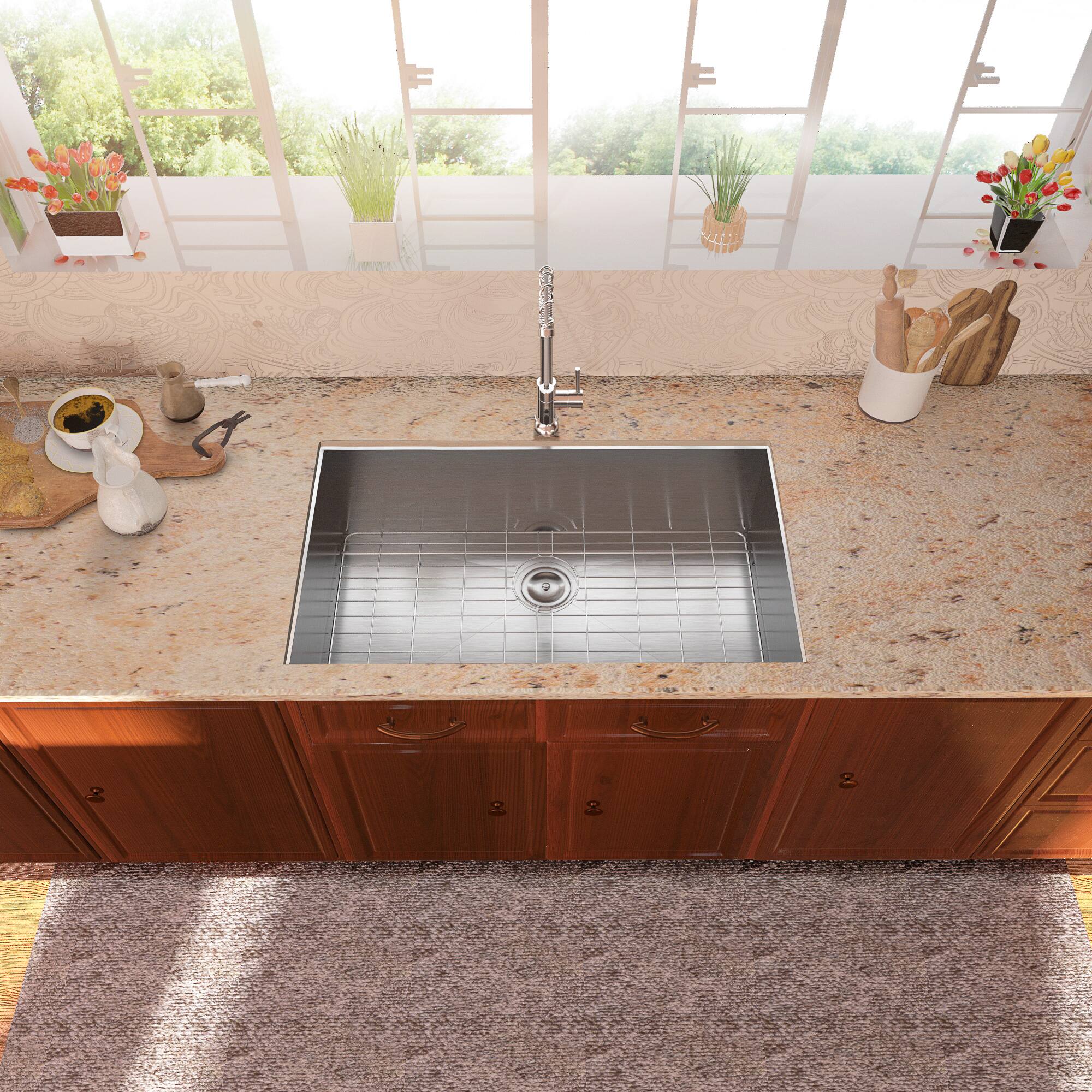 Angle. Lordear - 30x18 Inch Undermount kitchen Sink Under Mount 16 Gauge T304 Stainless Steel Single Bowl sink - Stainless steel.