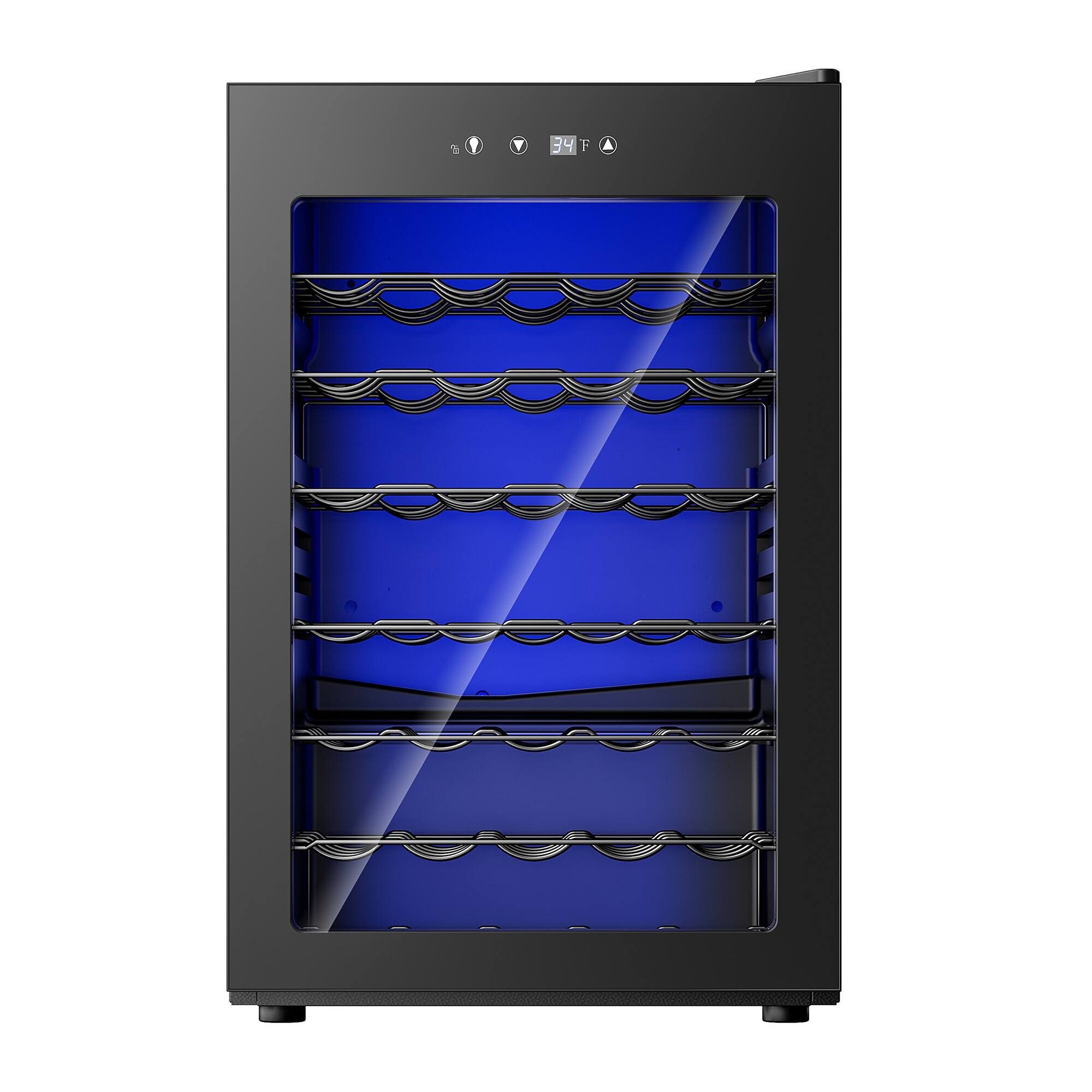 Alt View 5. SIMZLIFE - 45 Bottle Wine Cooler Refrigerator,Built-in Wine Fridge with Stainless Steel Glass Door,Ideal for Home, Kitchen & Office - Black.