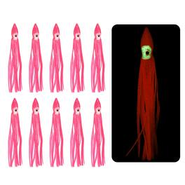 Unique Bargains - Fishing Squid Skirts Glow Soft Plastic Trolling Lures Luminous 5.9 x 0.6 Inch 10pcs for Bass/Trout/Salmon - Pink