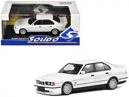 1994 BMW E34 Alpina B10 BiTurbo White with Blue Stripes 1/43 Diecast Model Car by Solido - White And Blue