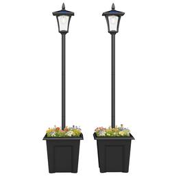 Outsunny - Solar Lamp Post Lights 2 Pack - Black