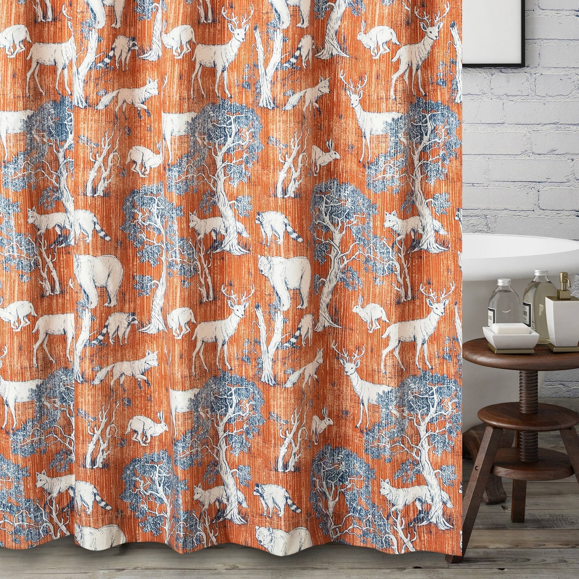 Angle. Barefoot Bungalow - Greenland Home Fashions Barefoot Bungalow Menagerie Bath Shower Curtain72x72", Saffron - Saffron.