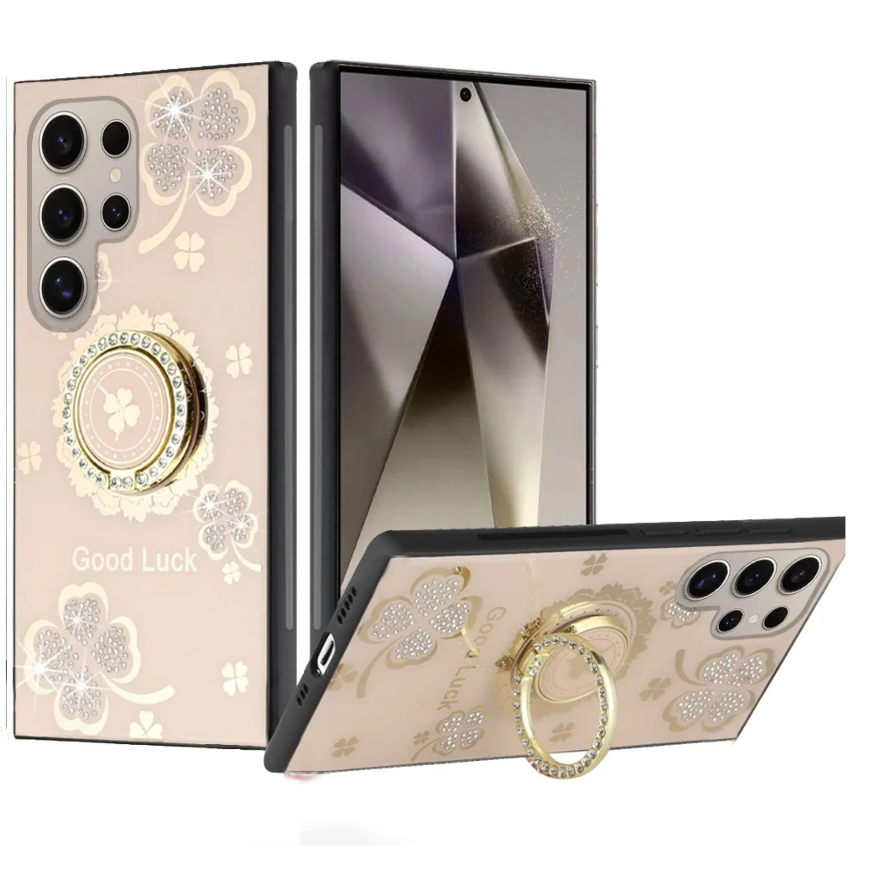 Kitcheniva - Rhinestone Bling Glitter Case With Tempered Glass For Samsung S25 Ultra - Floral Gold price history on PriceWatchPro