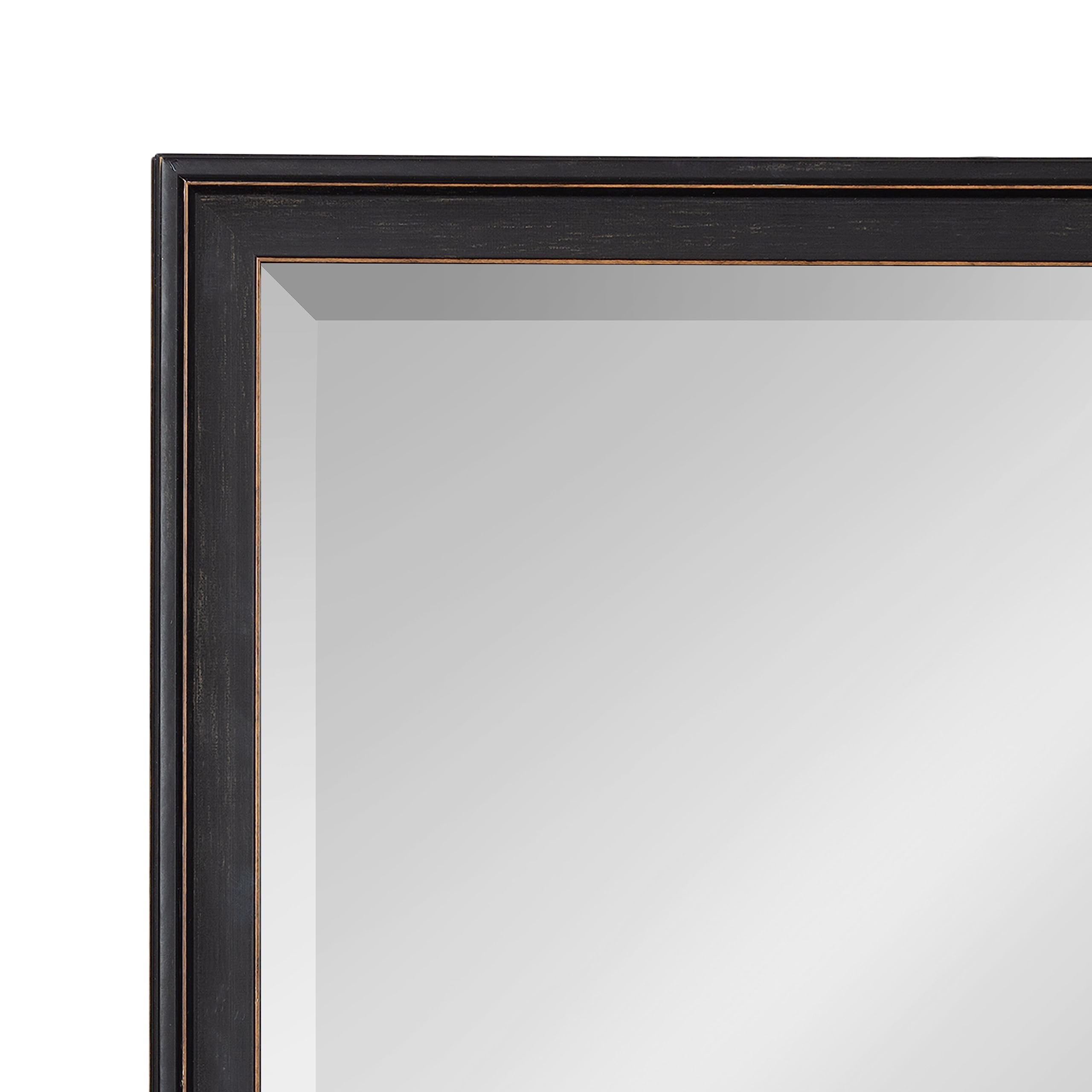 Alt View 3. Comfort Essence - Oakhurst Traditional Rectangle Wall Mirror 24 X 36 Distressed Vintage Statement Mirror With Stepped Frame... - Black-36"L x 24"W.