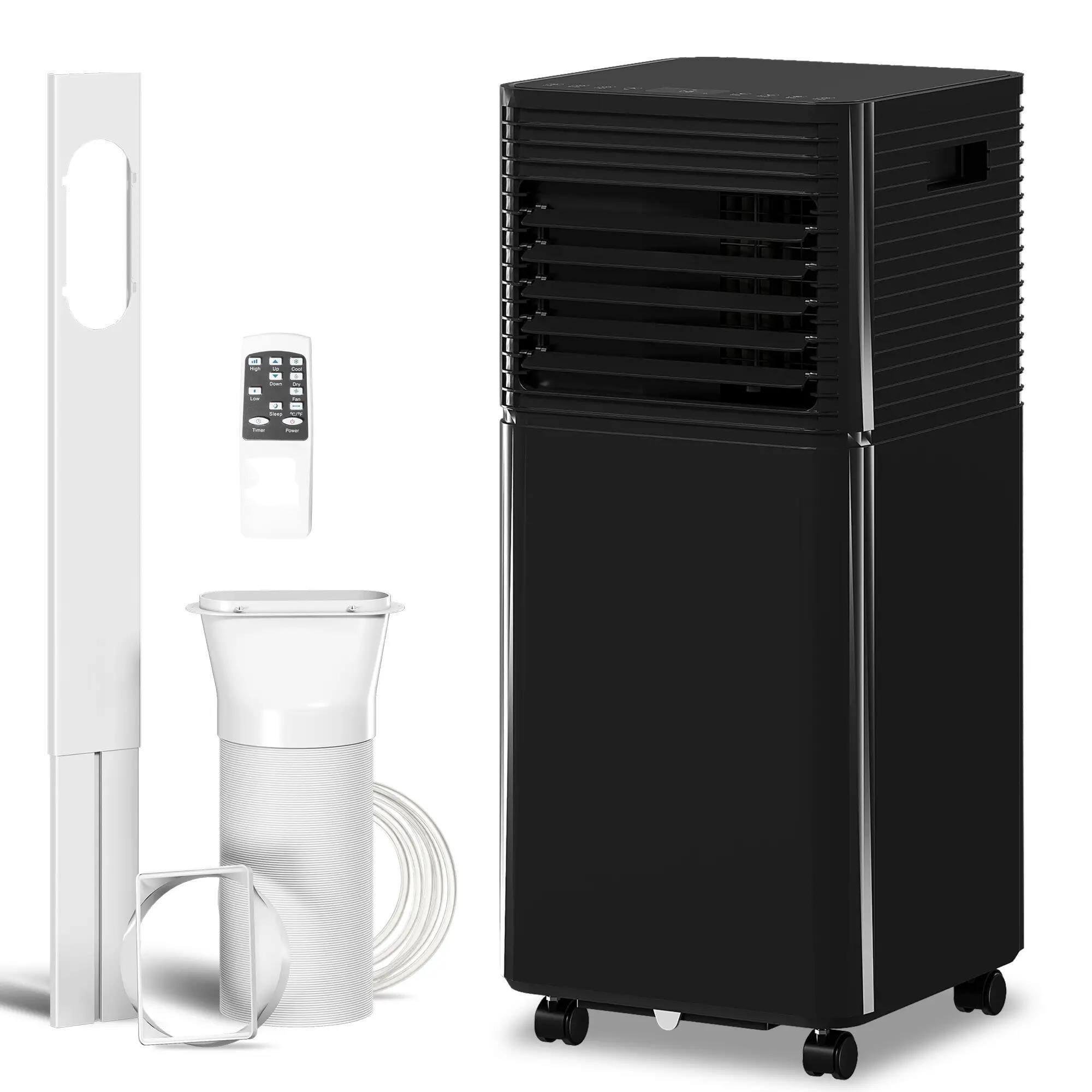Front. Resenkos - 8000 BTU Portable Air Conditioner with Dehumidifier, Cooling Fan, Sleep, Remote, Auto Off, Black - Black.