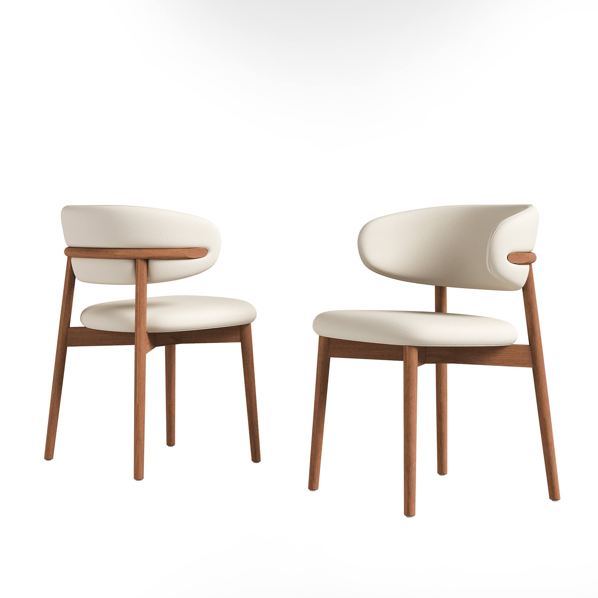 Angle. GOODSILO - Set of 2 Modern Wooden Dining Chairs with Mid-Century Design for Dining Room, Kitchen, or Living Room - White.
