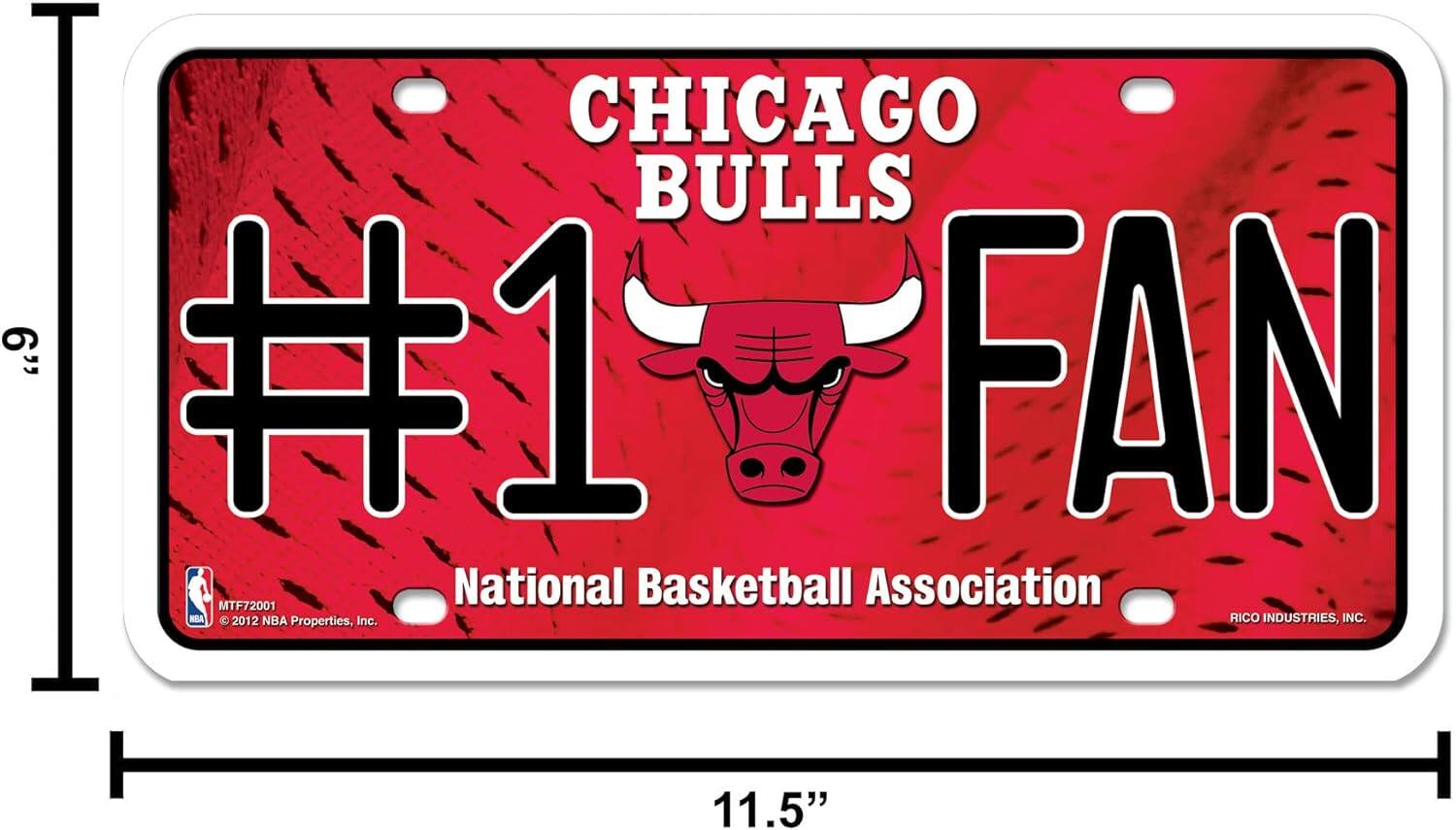 CHICAGO BULLS  
#1 FAN  
National Basketball Association  

MTF72001  
© 2012 NBA Properties, Inc.  
RICO INDUSTRIES, INC.  

11.5"