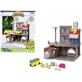 "Teenage Mutant Ninja Turtles" Turtle Lair Diorama Set with Figures and Party Wagon "Nano Scene" Series Model by Jada - Brown