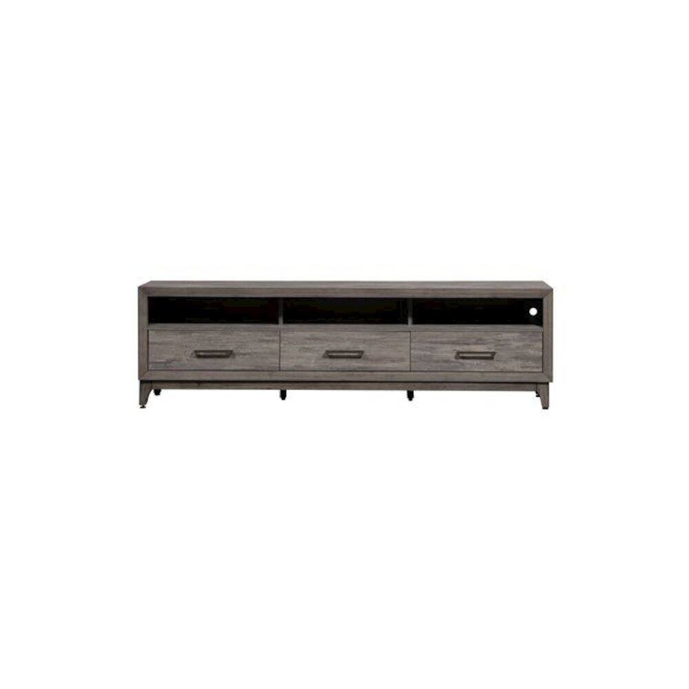 Alt View 1. Liberty Furniture Industries - Mercury 76 Inch TV Console in Driftwood Gray - Black.