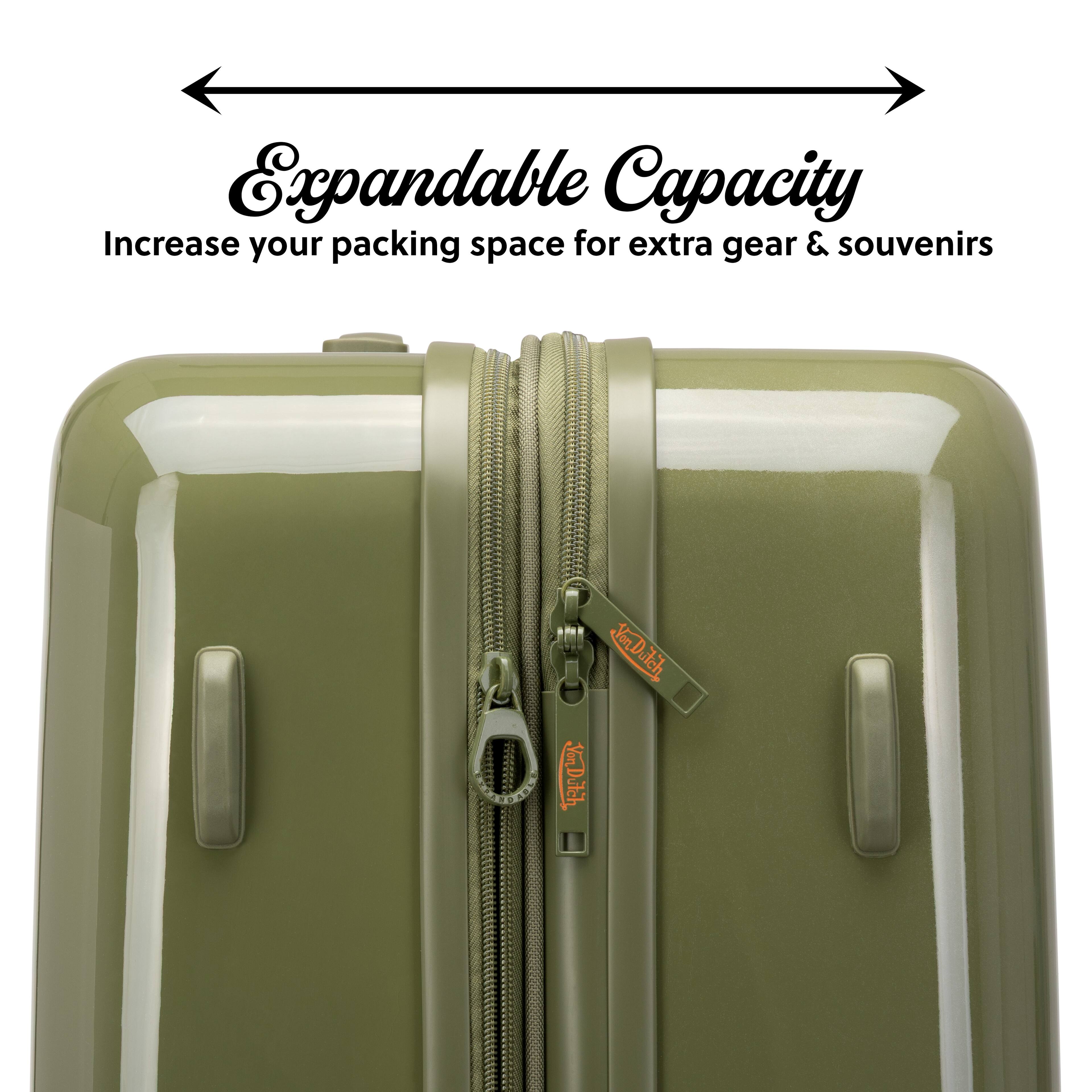 Expandable Capacity  
Increase your packing space for extra gear & souvenirs  

T VonDutch