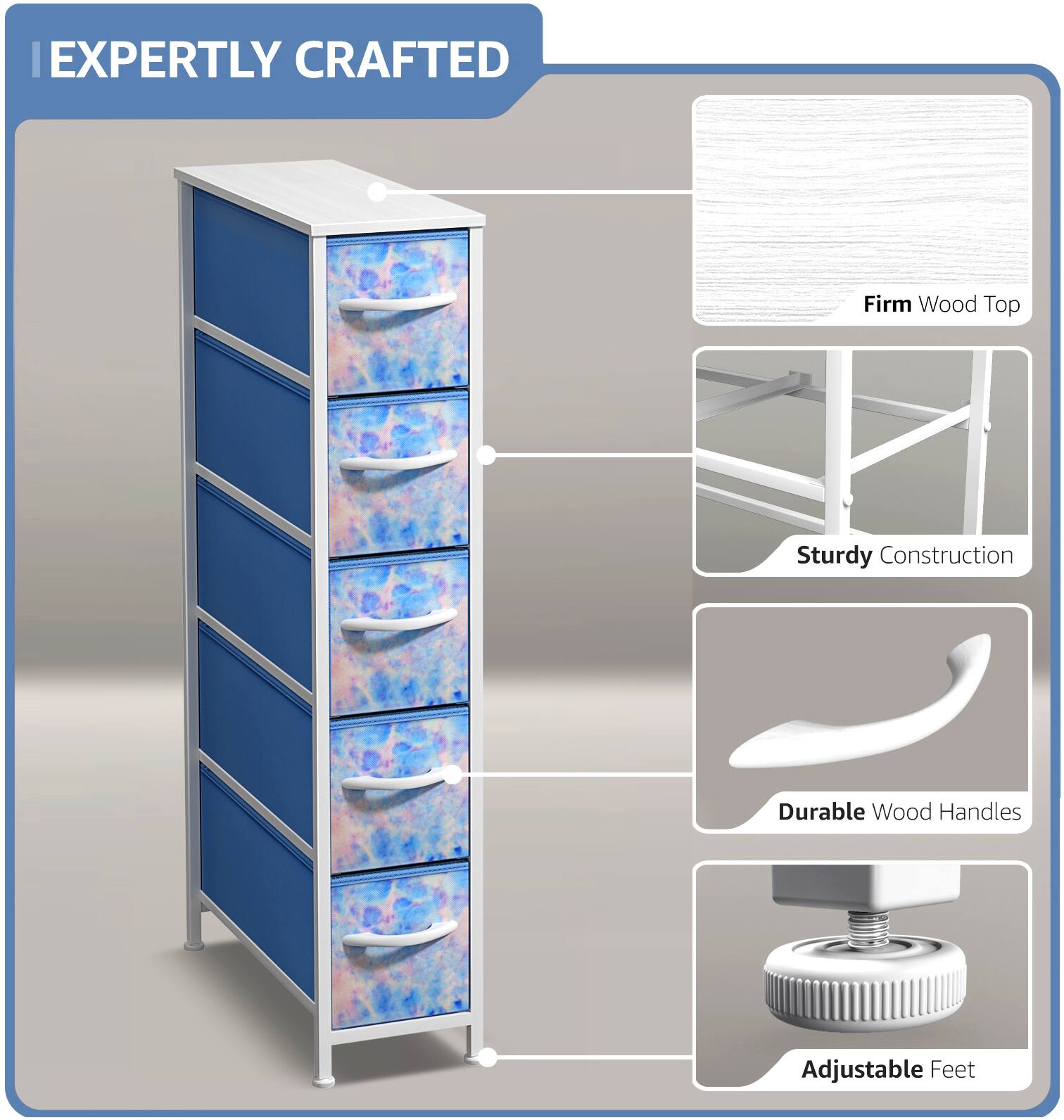EXPERTLY CRAFTED

- Firm Wood Top
- Sturdy Construction
- Durable Wood Handles
- Adjustable Feet