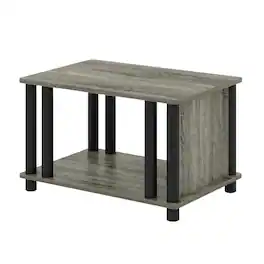 FurniFact - Small French Oak and Black End Table Set with Modern Design - French Oak/Black