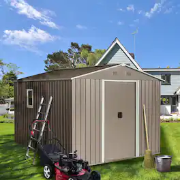 Mondawe - 10ft x 8ft Outdoor Metal Storage Shed with Metal Floor Base and Window - Gray