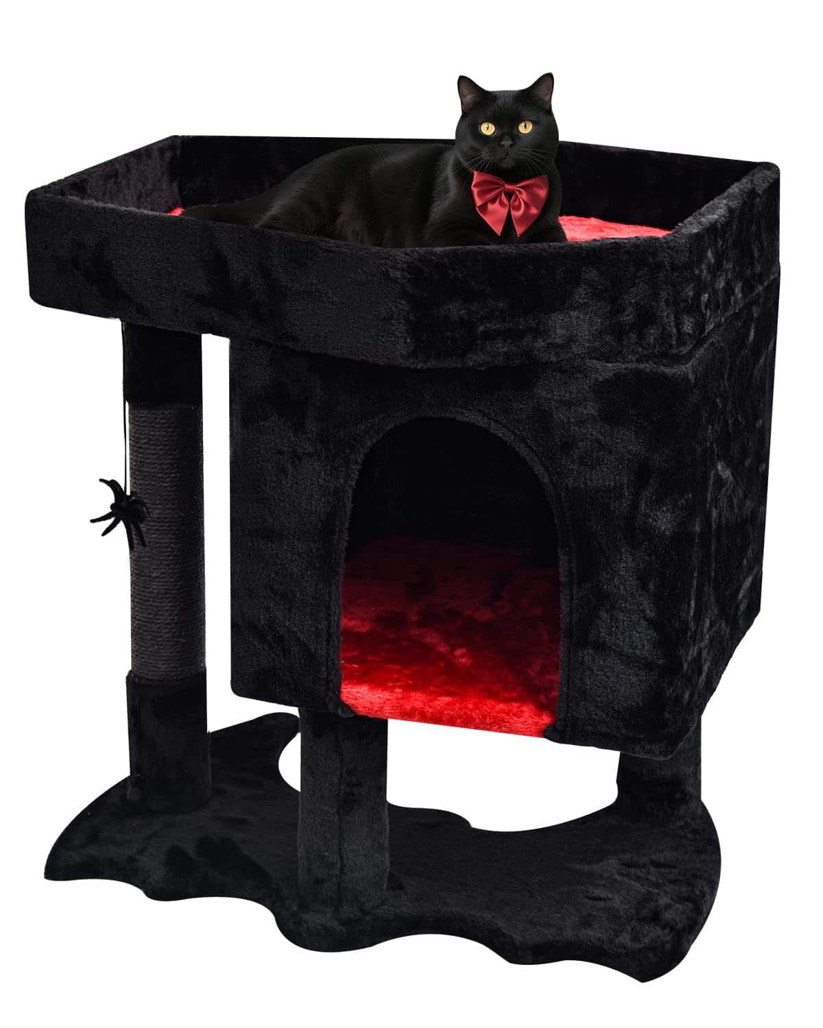 Hirose Alice - Leopard Print Cat Tree With Perch For Indoor Cats Tower Modern Activity House Condo Board Kittens Cave - Gothic-Coffin Bed