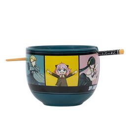 Silver Buffalo - Spy x Family Character Grid 20-Ounce Ceramic Ramen Bowl and Chopstick Set - Multi-Colored