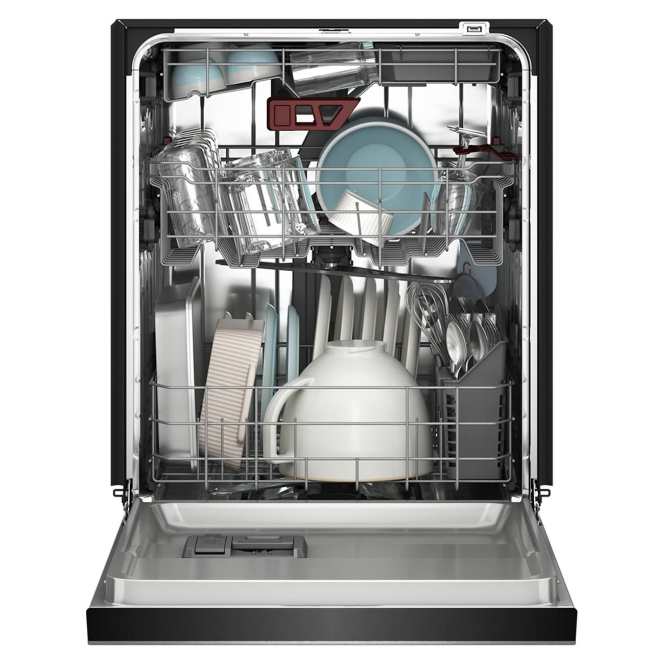 Angle. KitchenAid - 24 inch Front Control Built-In Tub Dishwasher with Third Level Jet Rack and 41 dBA - Stainless Steel - PrintShield Stainless.