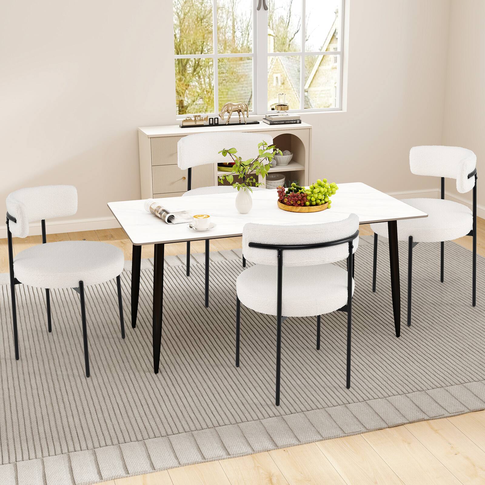 Alt View 8. Gymax - Gymax Round Dining Chairs Set of 2 w/ Curved Backrest Filled Sponge Metal Legs - White.