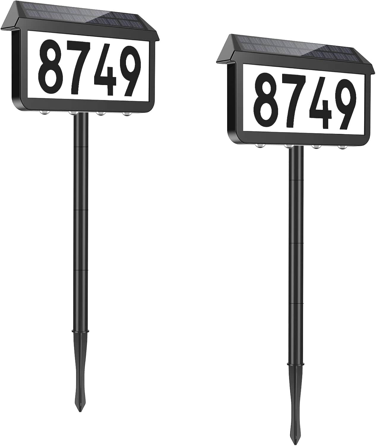 Nordic Hygge - Solar Address Signs, House Number for Outside Waterproof, 3-Color LED Illuminated Address Plaques - Black
