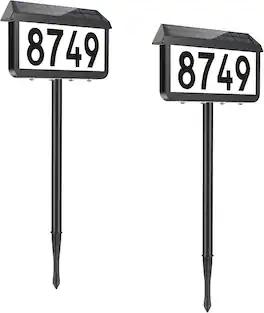 Nordic Hygge - Solar Address Signs, House Number for Outside Waterproof, 3-Color LED Illuminated Address Plaques - Black